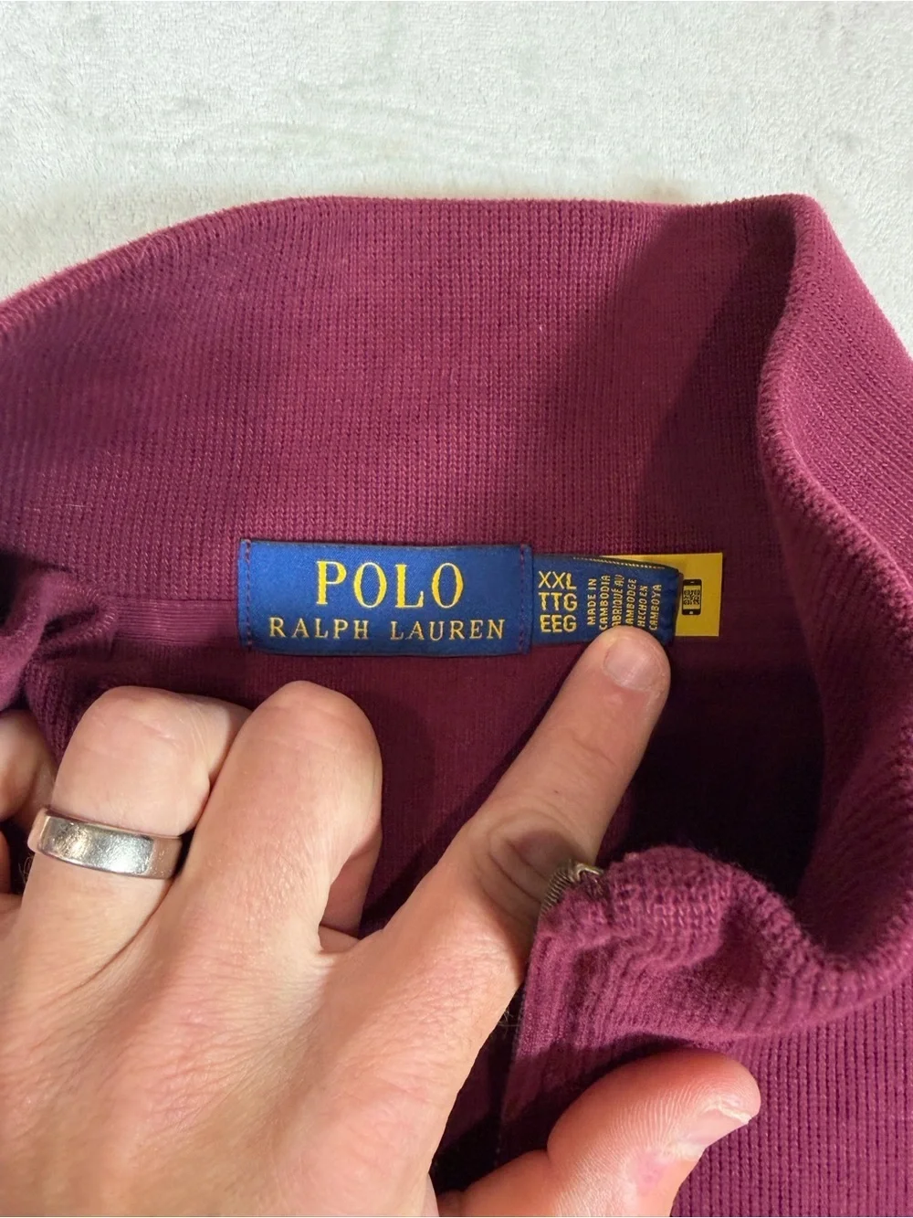 Polo Ralph Lauren XXL Classic Burgundy Quarter-Zip Pullover Ribbed Collar